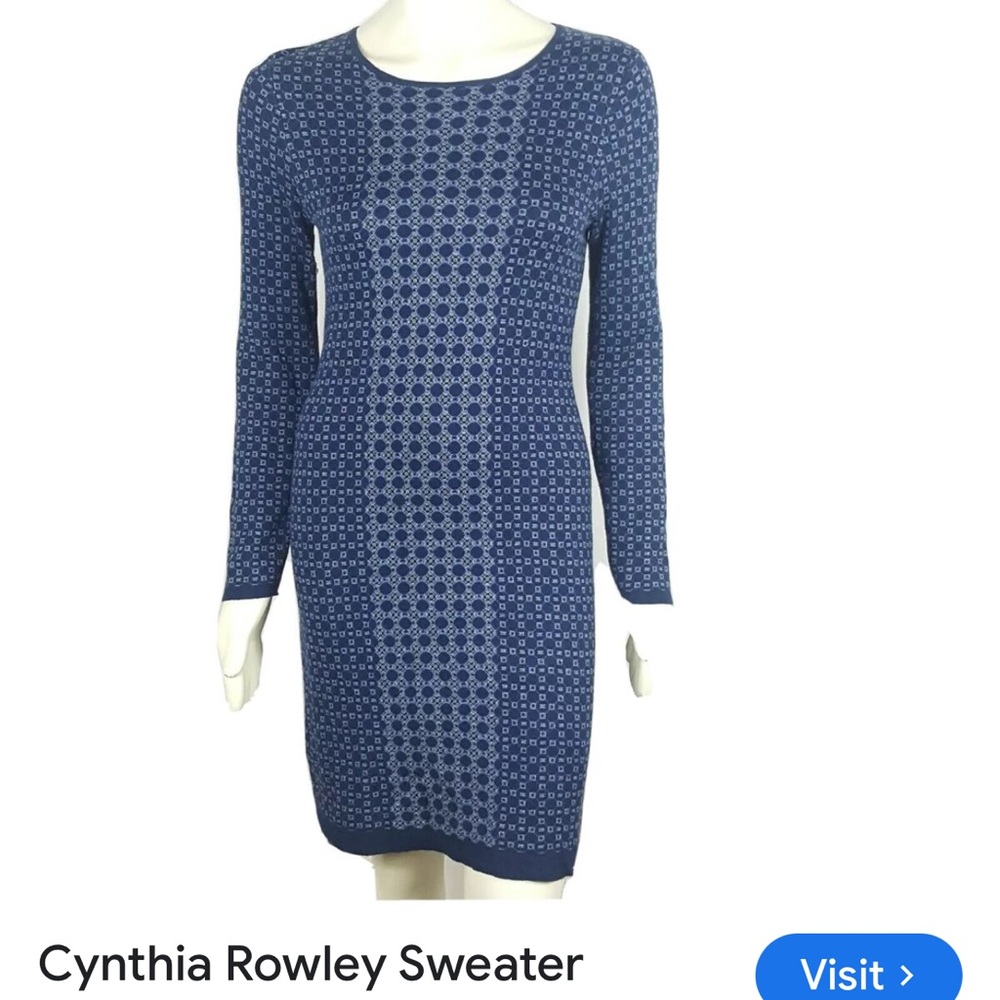 Cynthia Rowley Long Sleeve Knit Geometric Sweater Dress  Size Medium